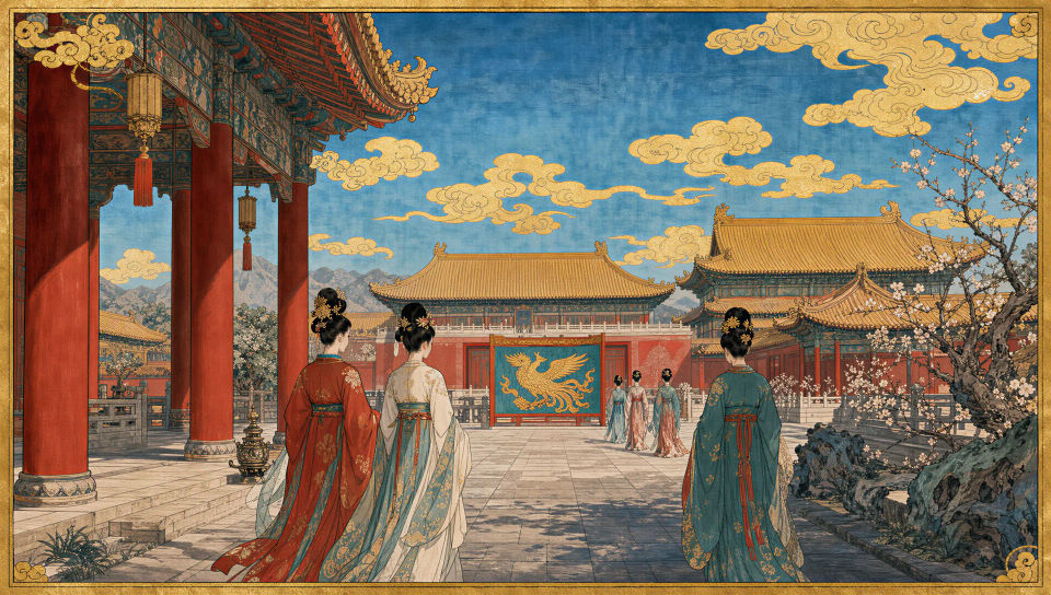 Tang-dynasty palace courtyard