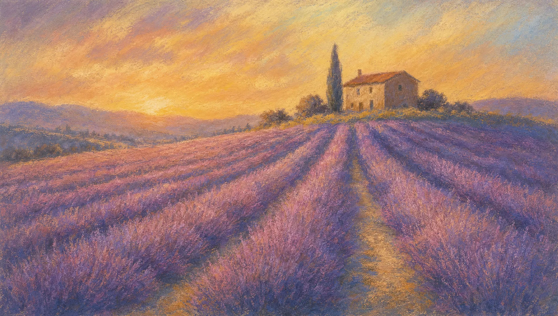Lavender field at golden hour