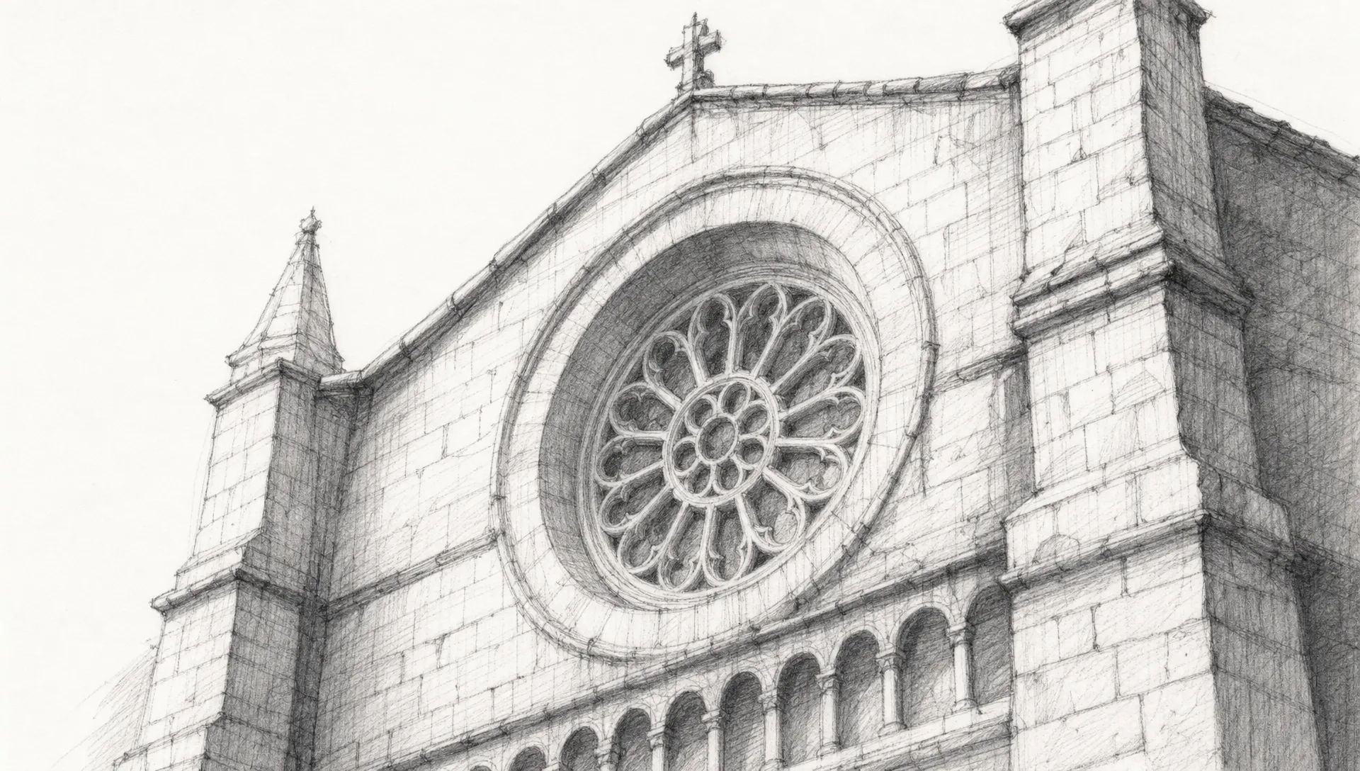 Architectural study of an old church facade