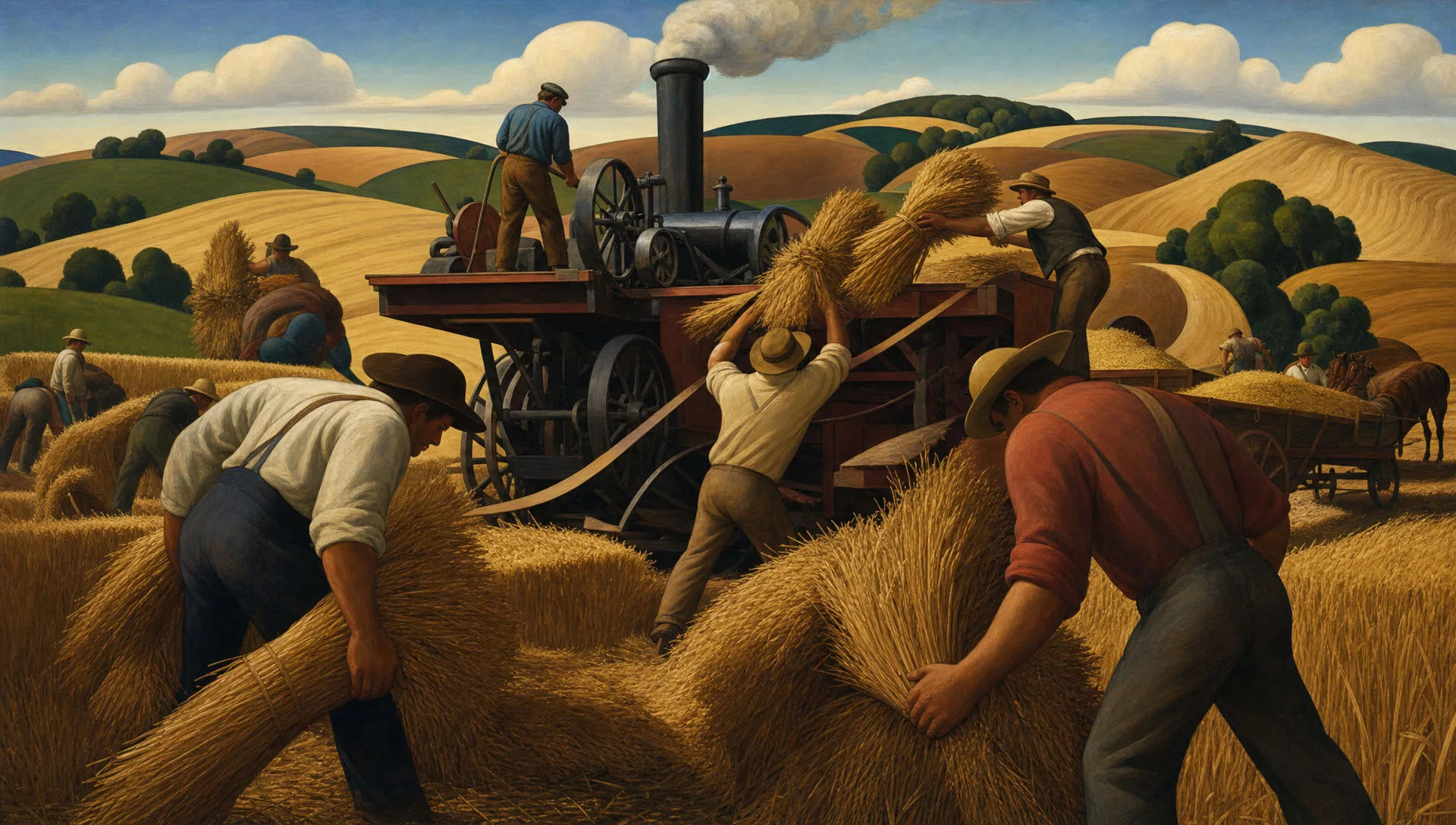 Harvest threshing day