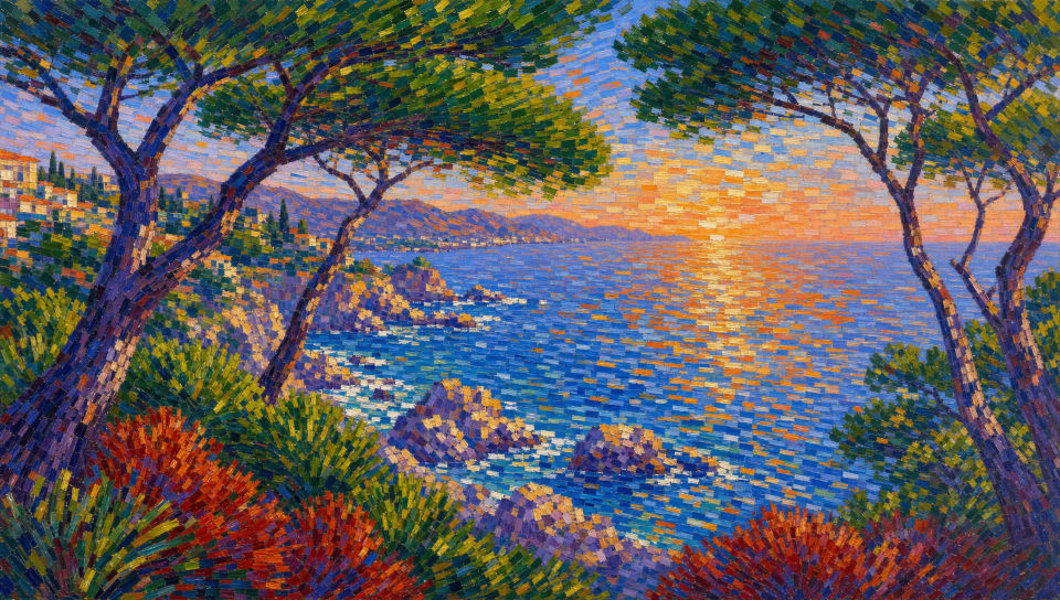 Pine-framed coastline