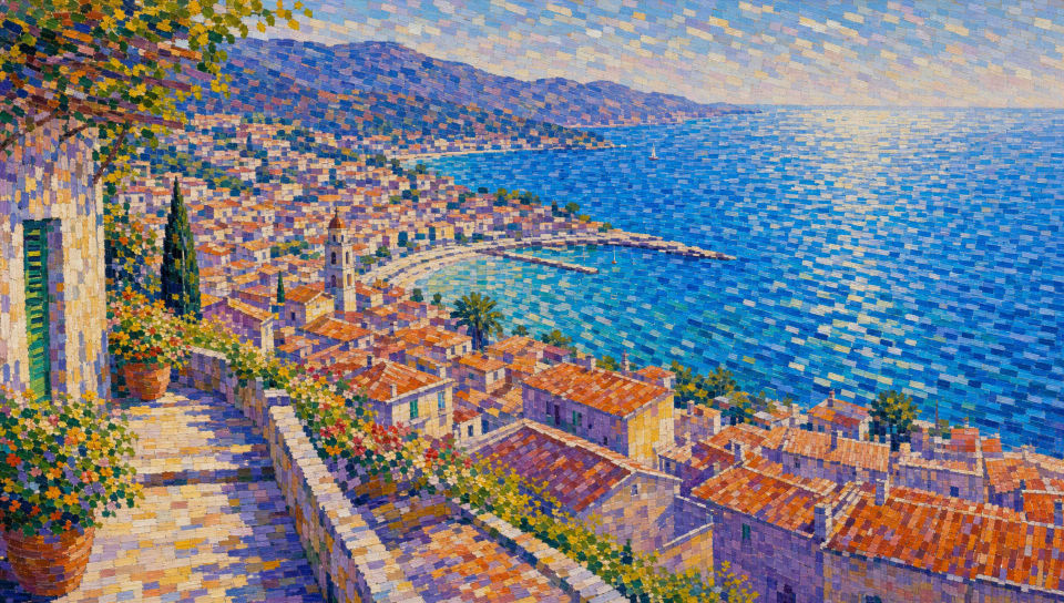 Seaside town from the hill