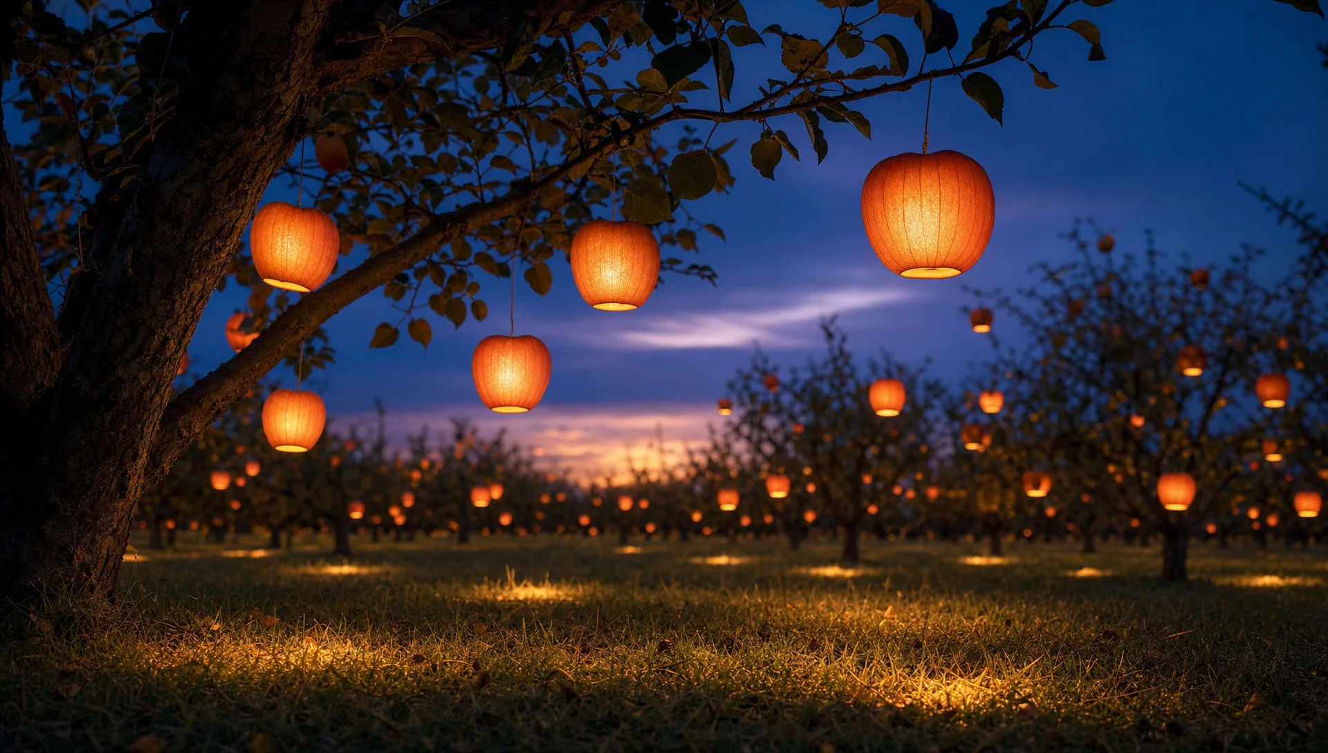 Orchard of floating lanterns
