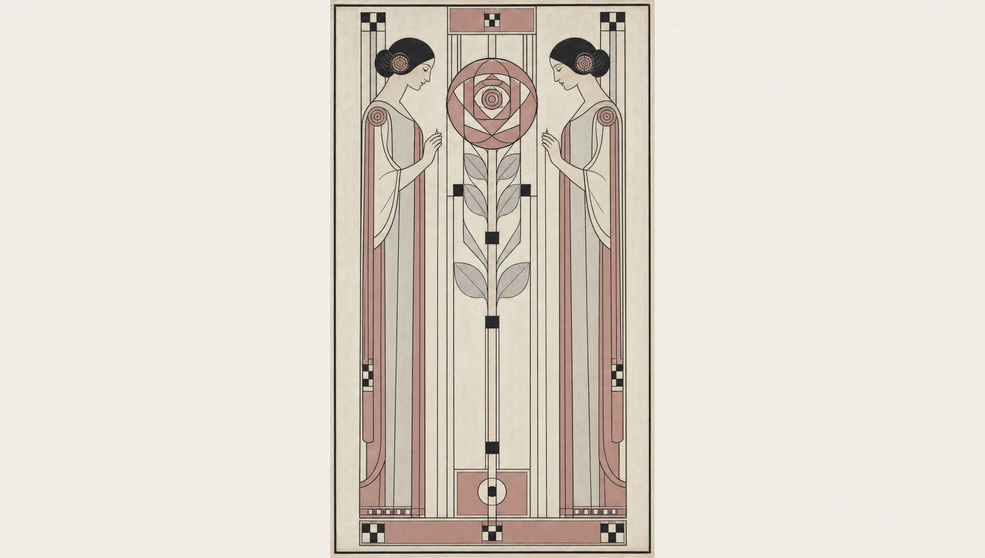 Gesso wall panel with rose