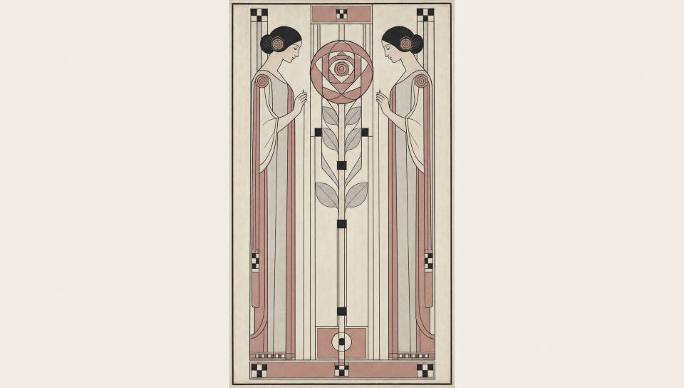 Gesso wall panel with rose