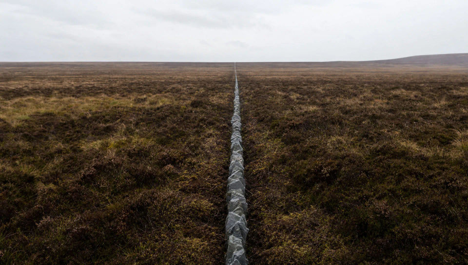 Stone line across a moor