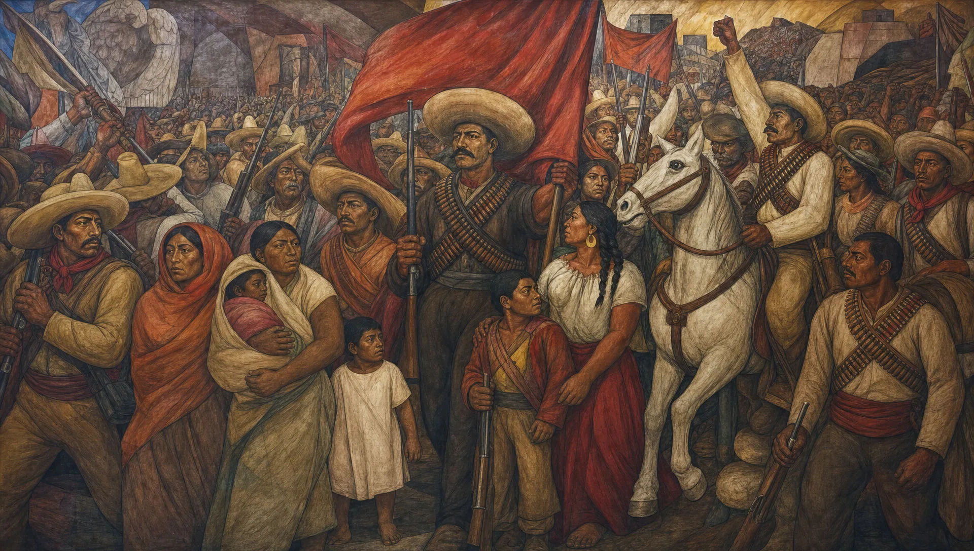 Revolutionary procession fresco