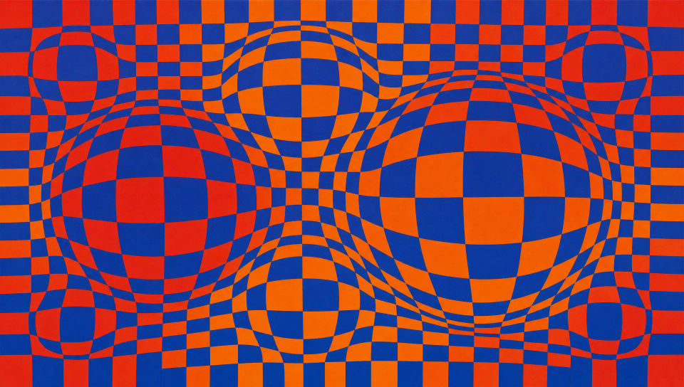 Vasarely-style colour bulge mural