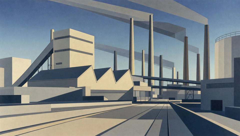 Factory district in cool light