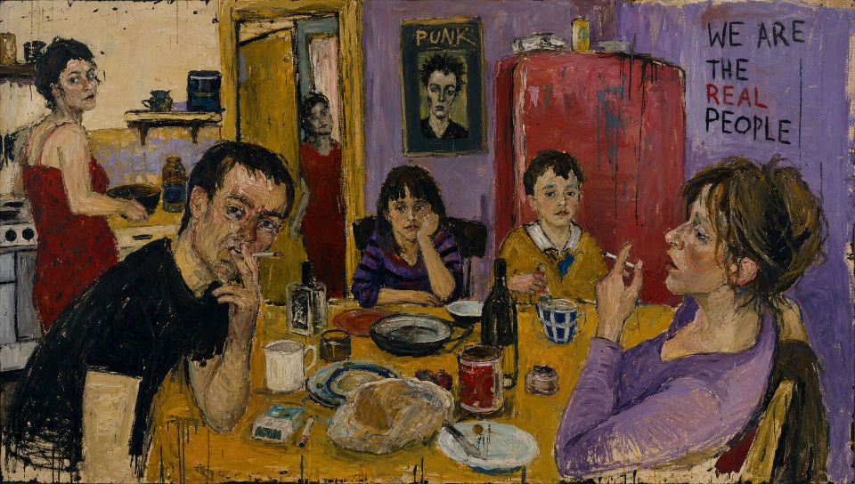 Crowded kitchen scene