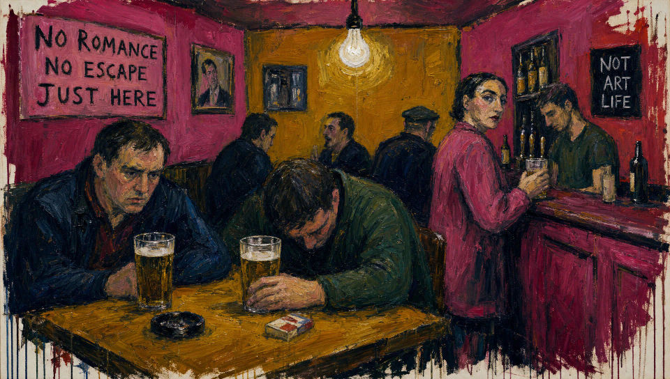 Late-night pub interior