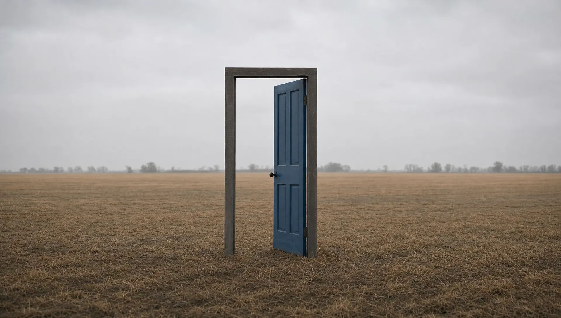 Open door in an empty field