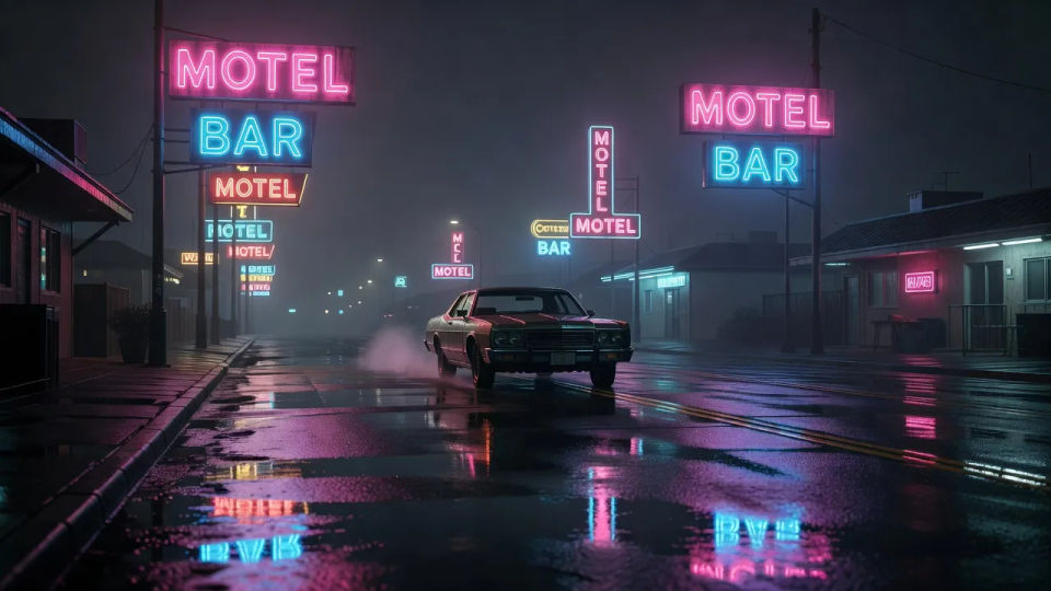 Neon strip at midnight