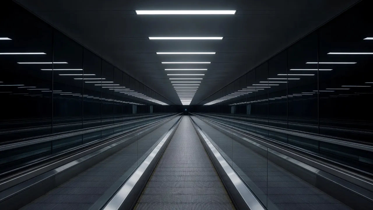 果てしない動く歩道のトンネル