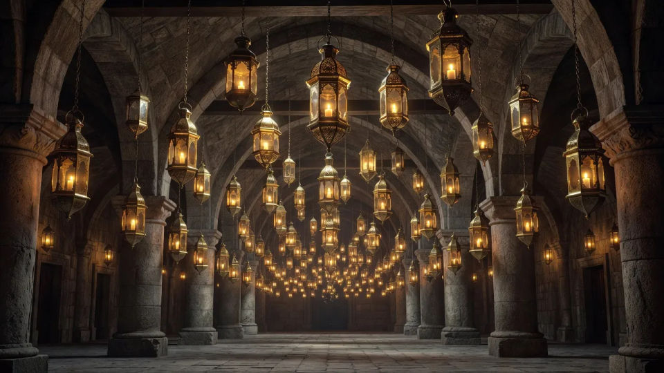 Lantern-lit hall