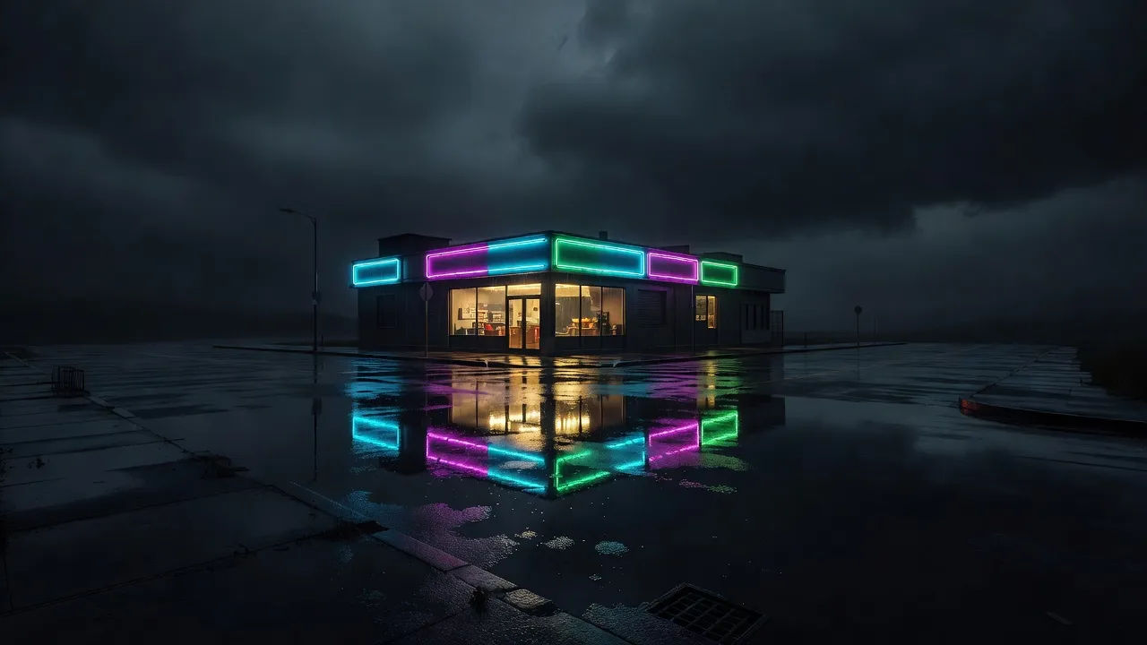 Rain-slick corner