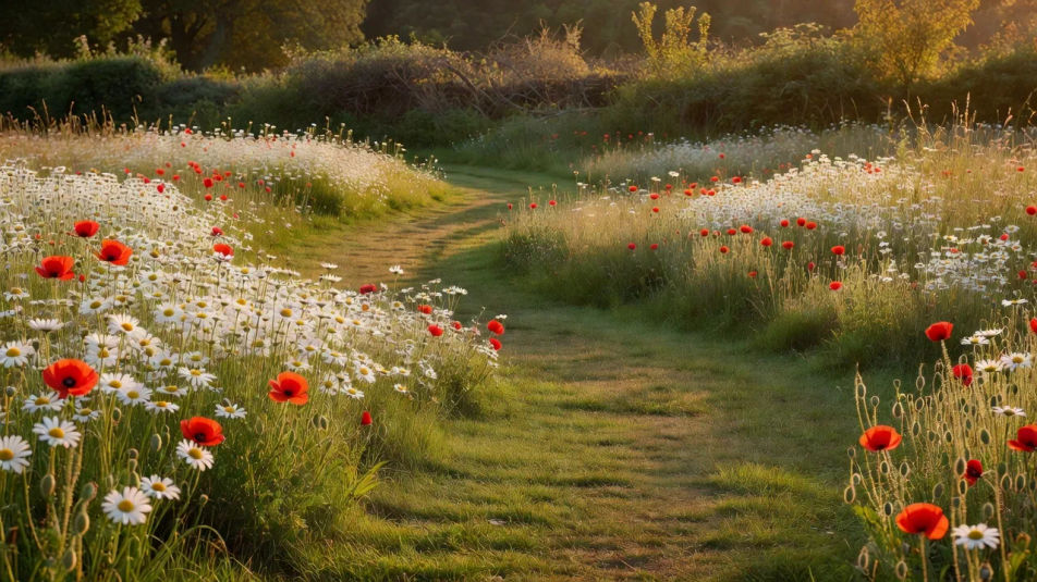 Meadow edge at golden hour