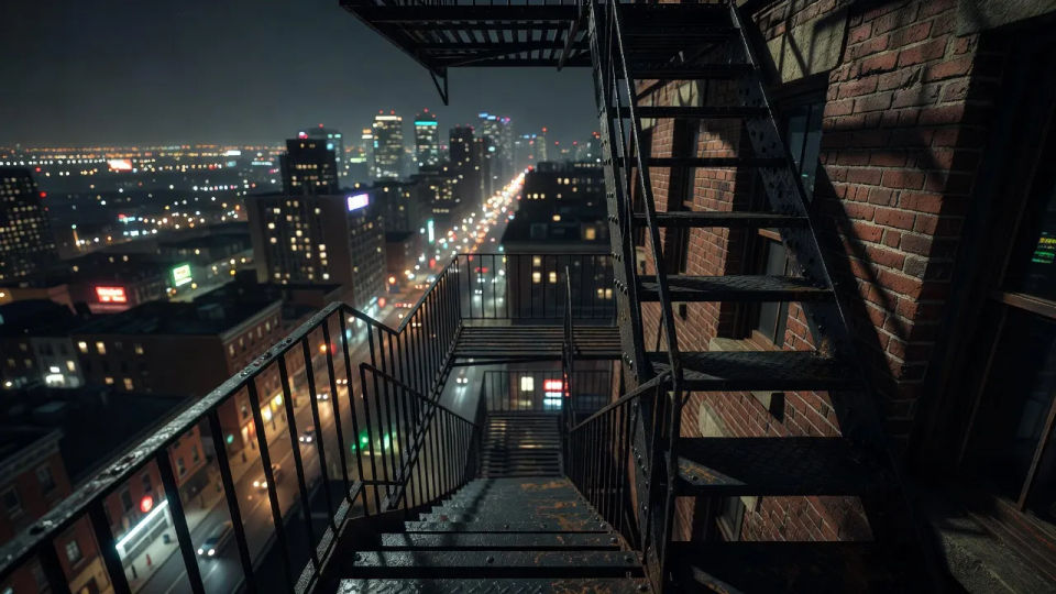 Night city beyond the escape