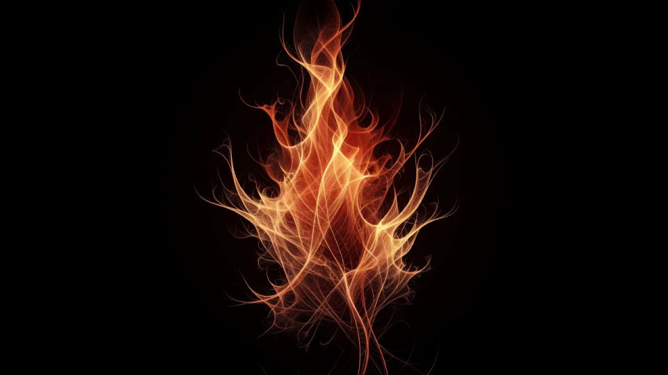 Flame fractal on black