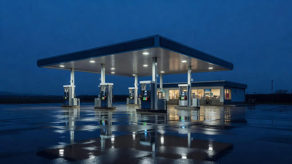 Station at blue hour