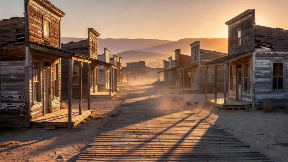 Town at golden hour