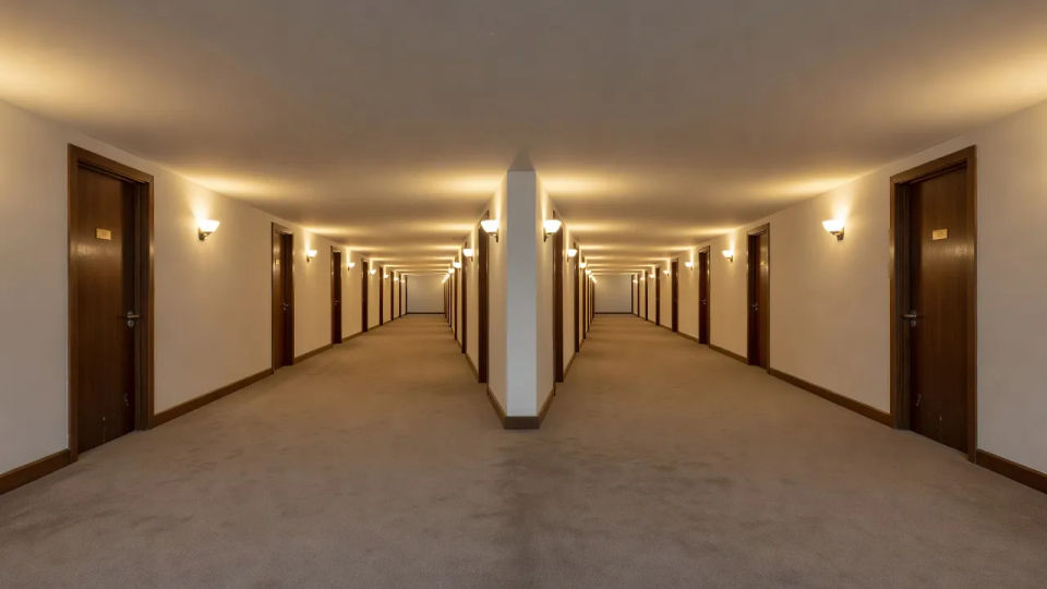 Corridor fork at a T-junction