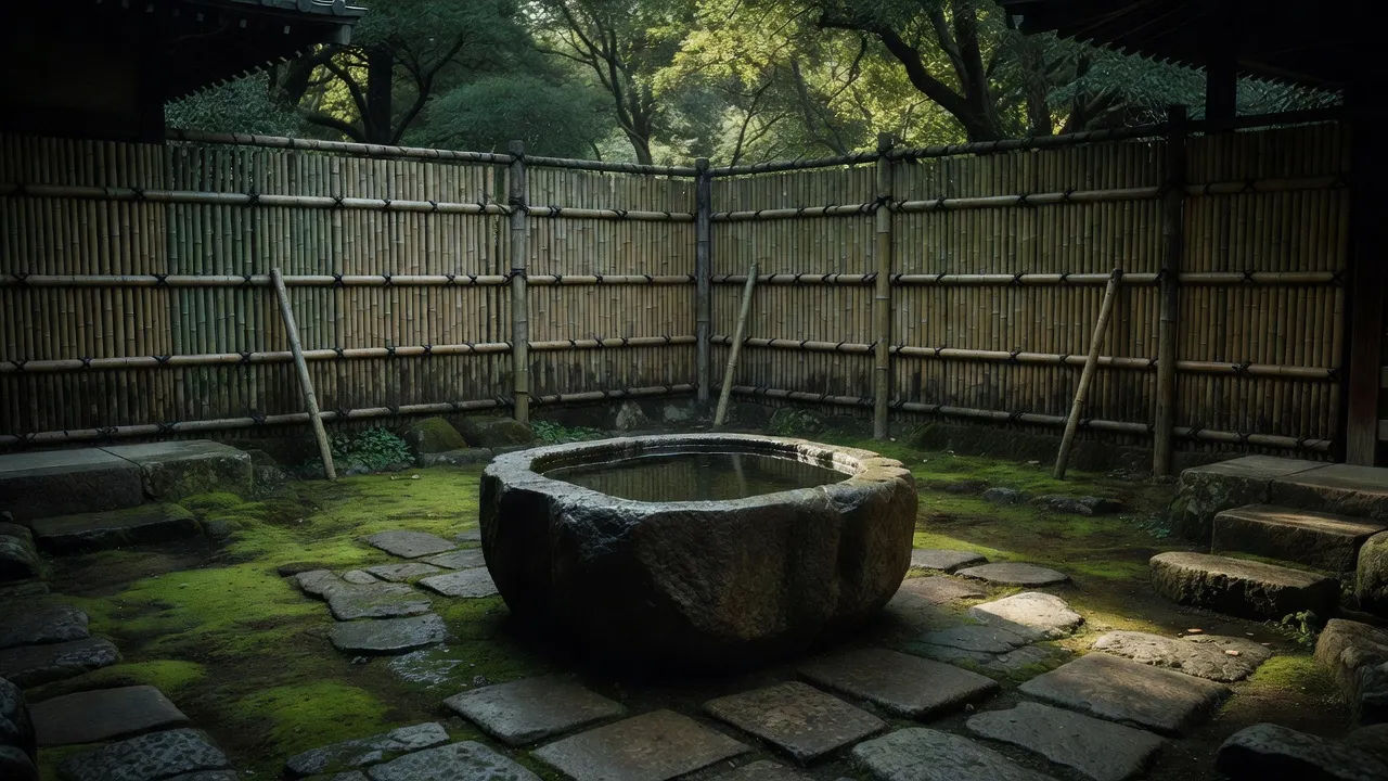 荫翳中的石钵庭院