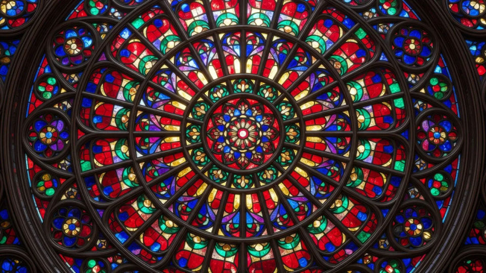 Stained-glass rose window