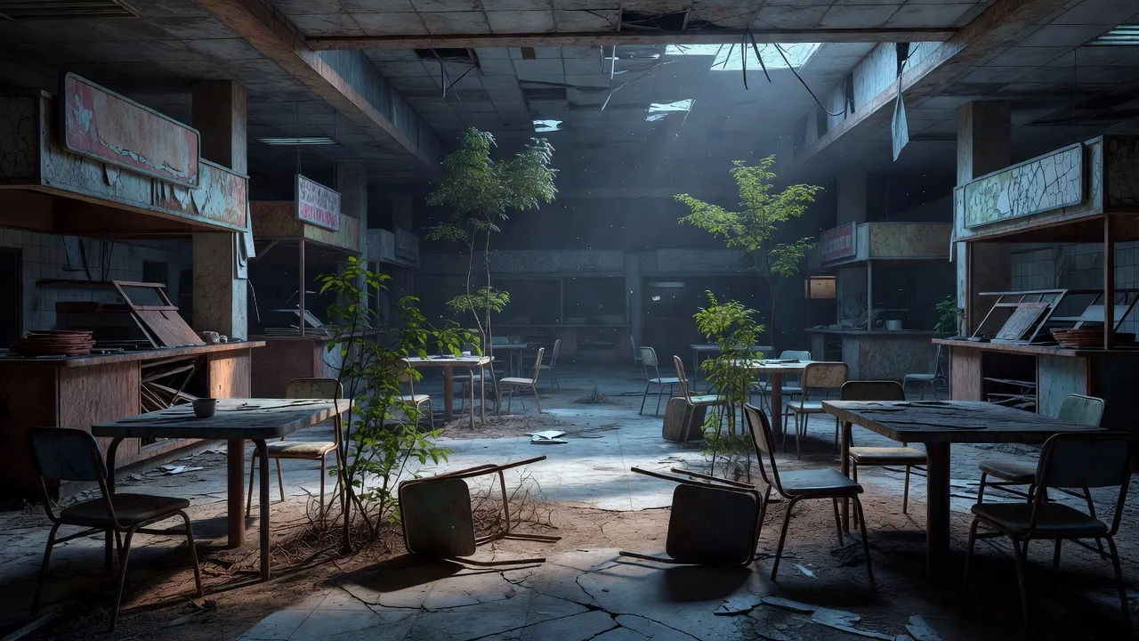 Food court at dusk