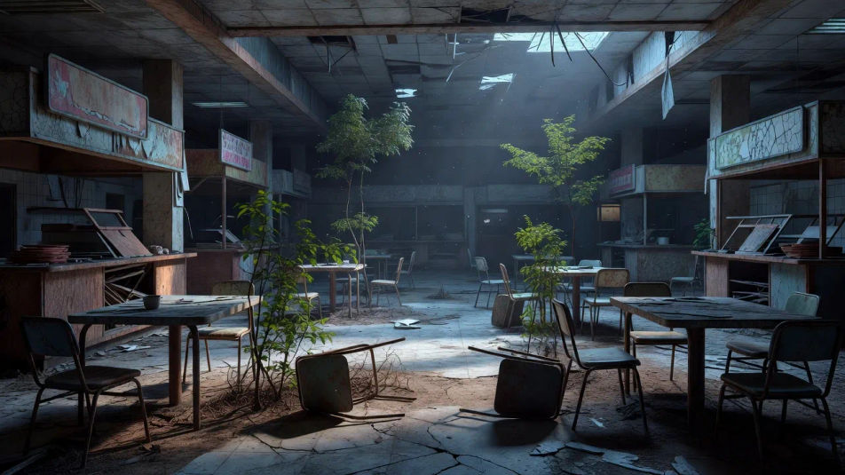 Food court at dusk