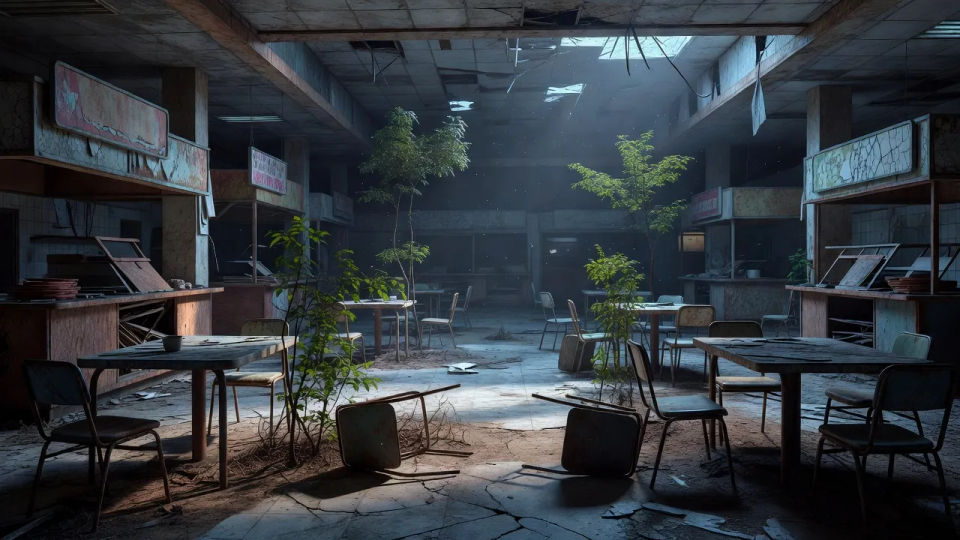Food court at dusk