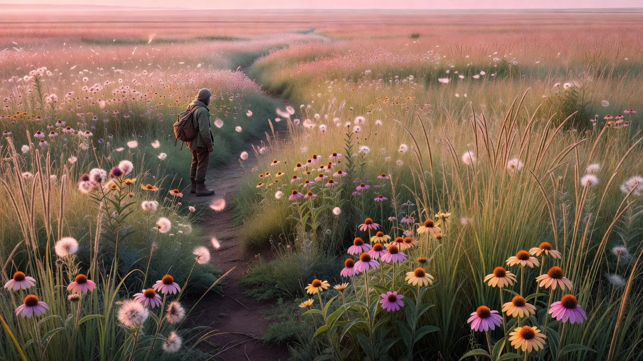 Wildflower prairie at dawn