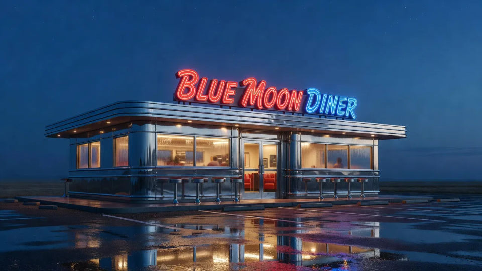 Diner at blue hour