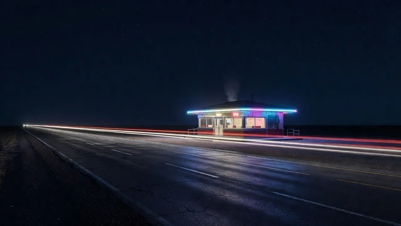 Highway diner from the road