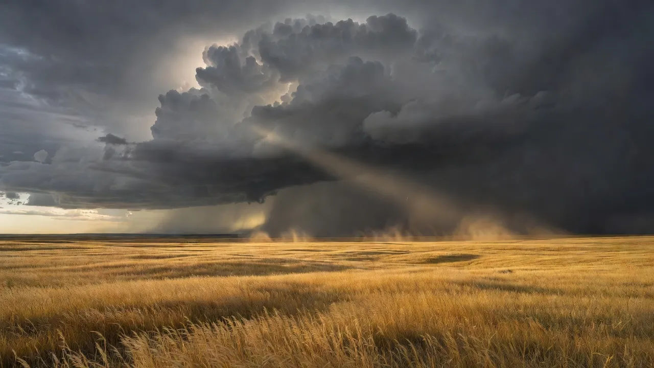 Grass sea under storm light