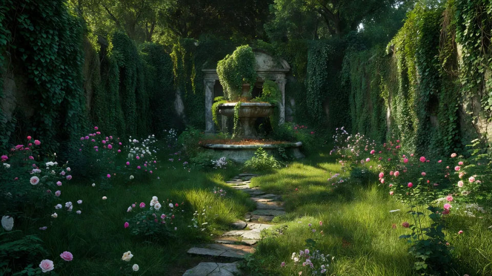Hidden garden panorama