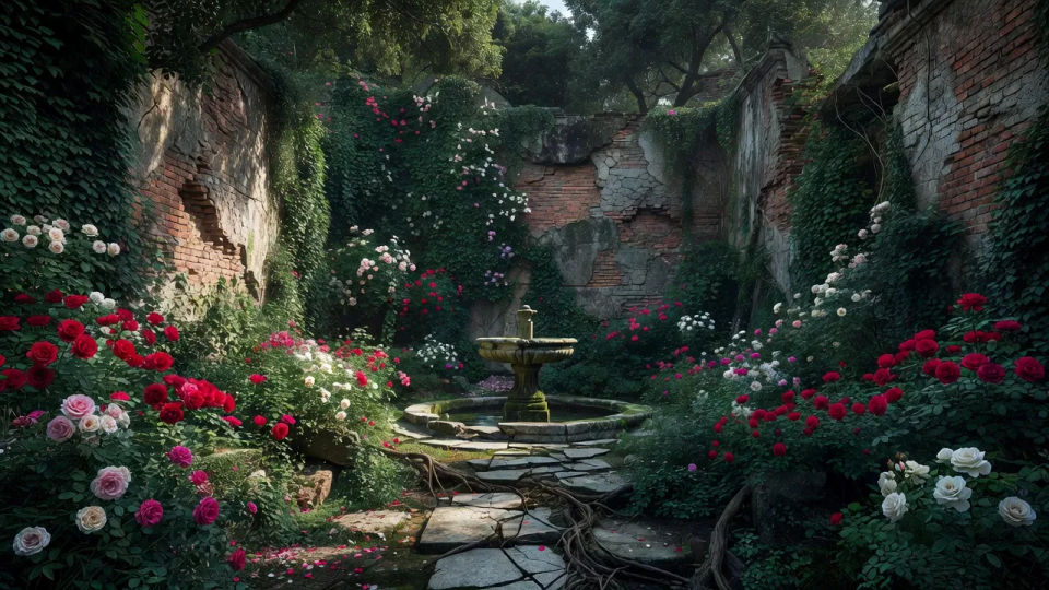 Overgrown courtyard outlook
