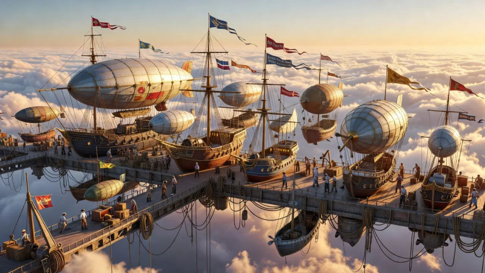 Airship harbour above cloud