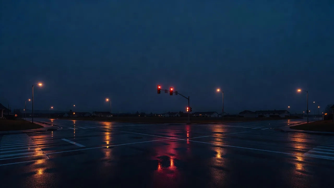 Intersection in blue night