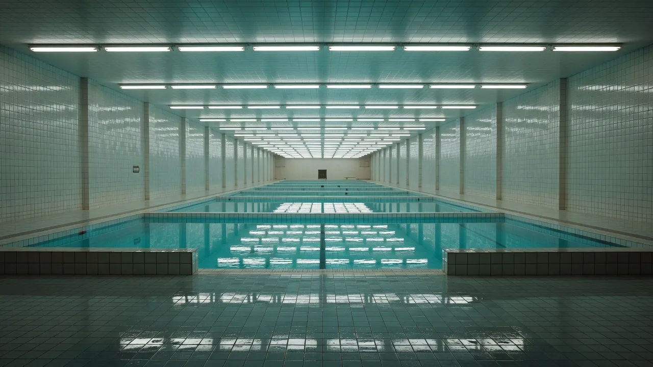 Endless pool hall panorama