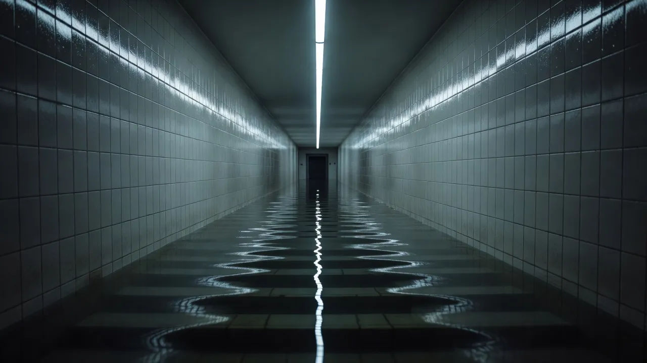 Flooded corridor vanishing point