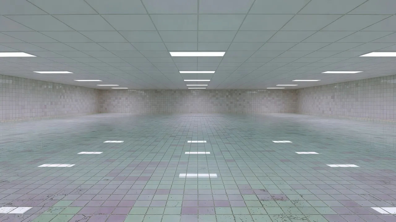 Shallow basin under low ceiling