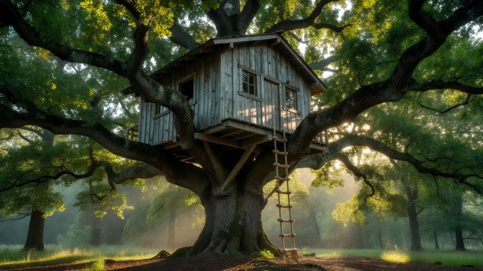 Canopy treehouse at dawn