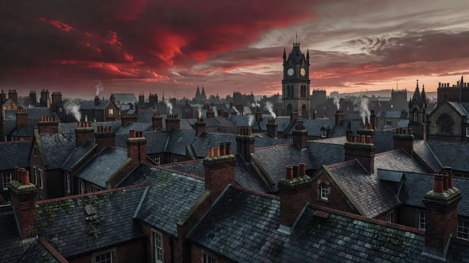 Rooftop skyline at dusk