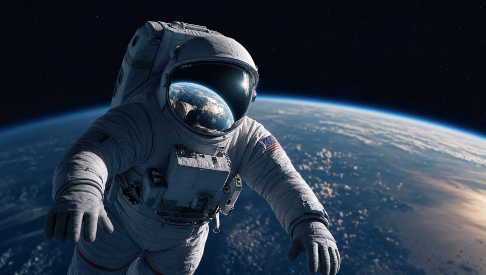 Astronaut floating above the Earth