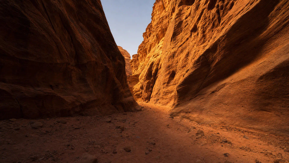 Canyon floor at golden hour