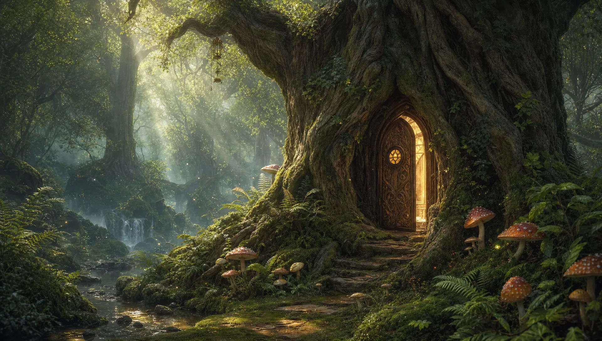 Ancient tree with a hidden door
