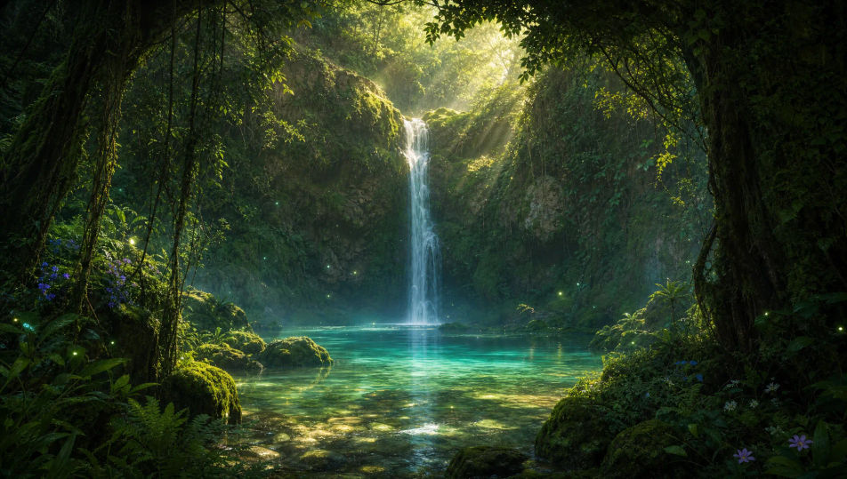 Waterfall pool deep in the woods