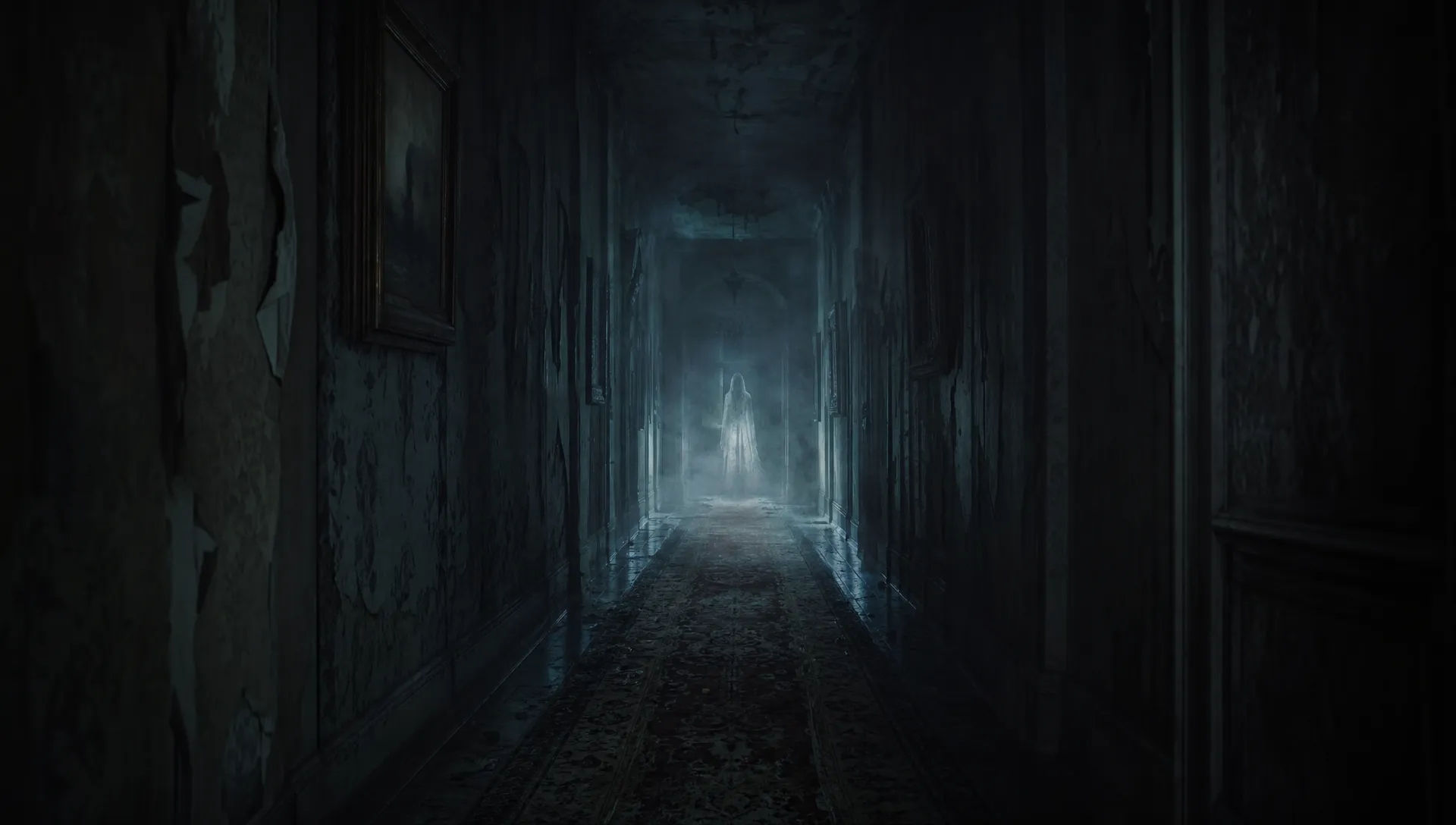Apparition au bout d'un hall sombre