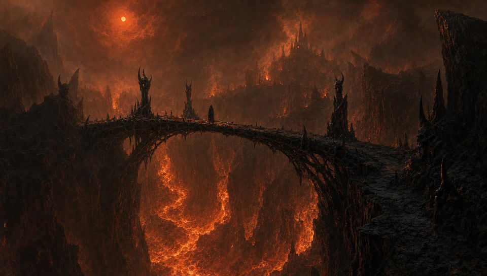 Bridge of bone over a chasm of fire